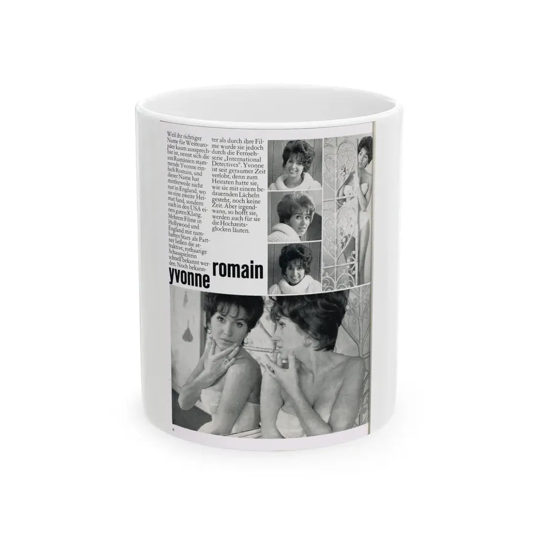 Yvonne Romaine #44 (Vintage Female Icon) White Coffee Mug 11oz - Go Mug Yourself