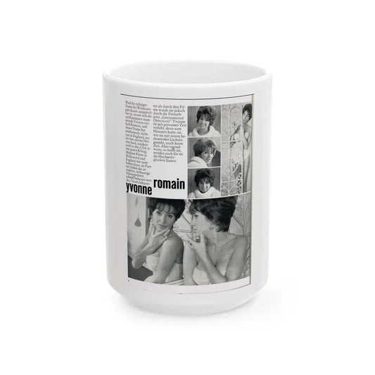 Yvonne Romaine #44 (Vintage Female Icon) White Coffee Mug 15oz - Go Mug Yourself