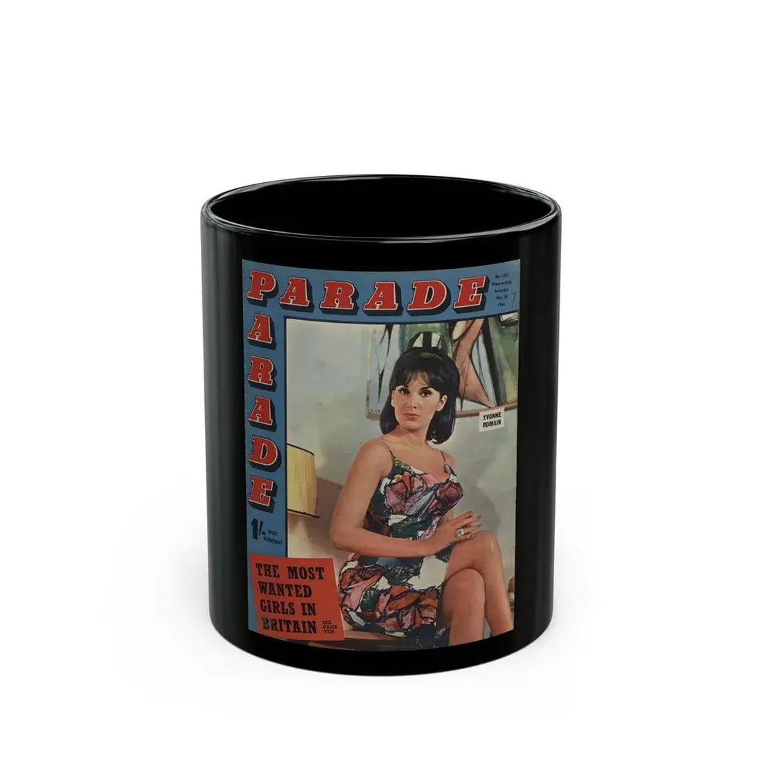 Yvonne Romaine #60 (Vintage Female Icon) Black Coffee Mug 11oz - Go Mug Yourself