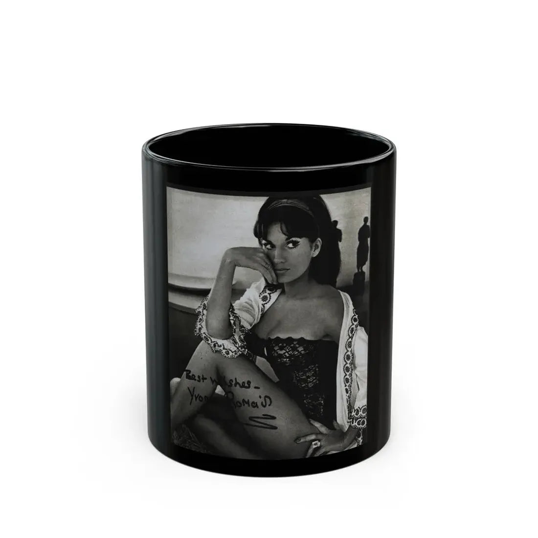 Yvonne Romaine #62 (Vintage Female Icon) Black Coffee Mug 11oz - Go Mug Yourself