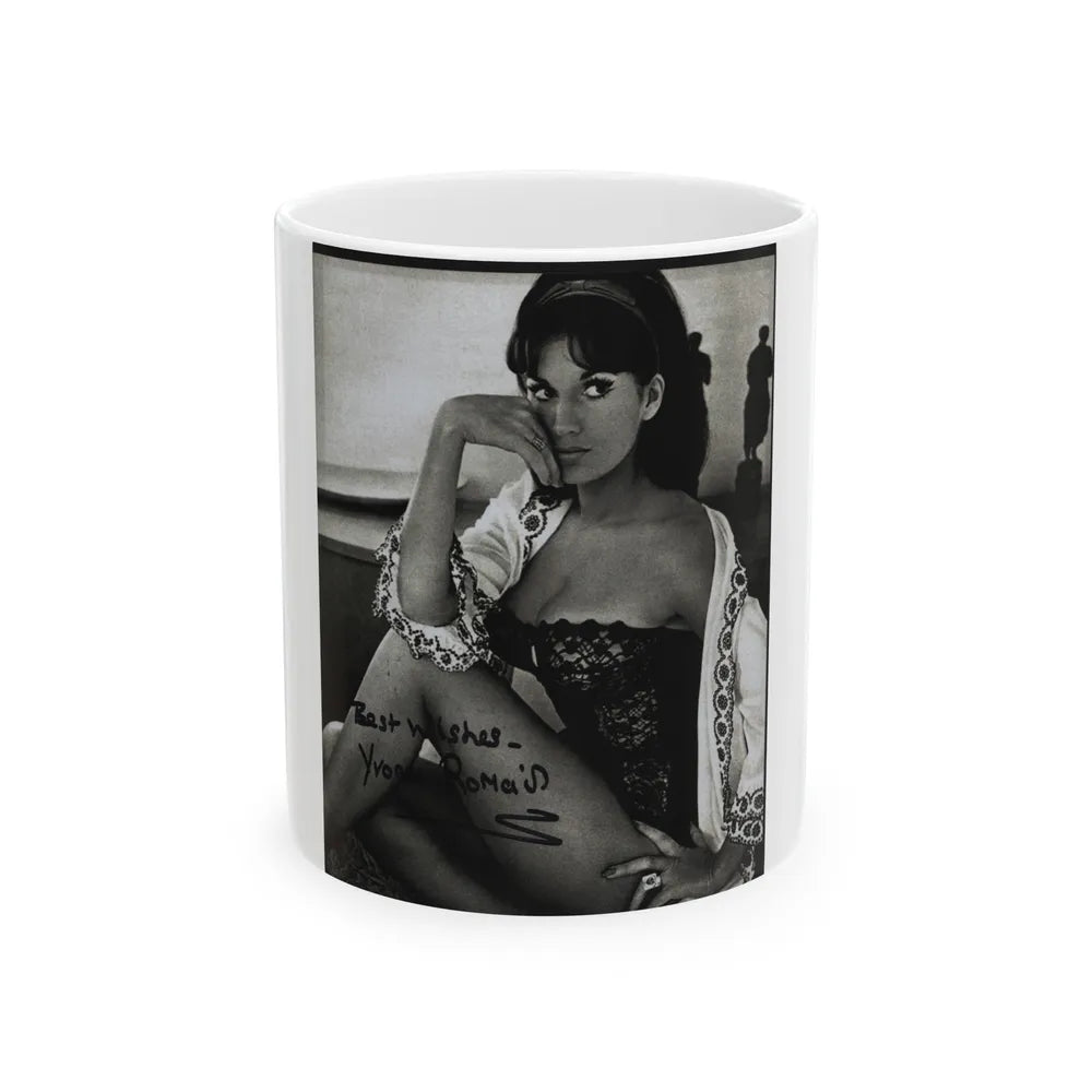 Yvonne Romaine #62 (Vintage Female Icon) White Coffee Mug-11oz-Go Mug Yourself