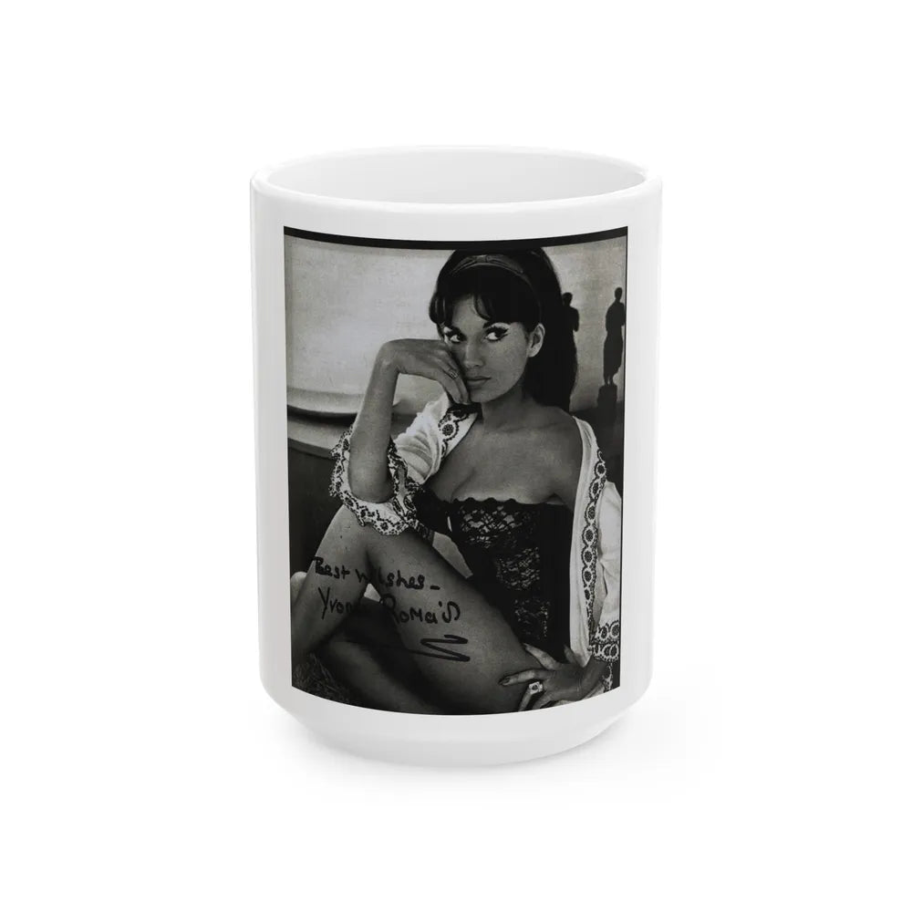 Yvonne Romaine #62 (Vintage Female Icon) White Coffee Mug-15oz-Go Mug Yourself