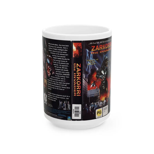 ZARKORR THE INVADER (VHS COVER) - White Coffee Mug-15oz-Go Mug Yourself