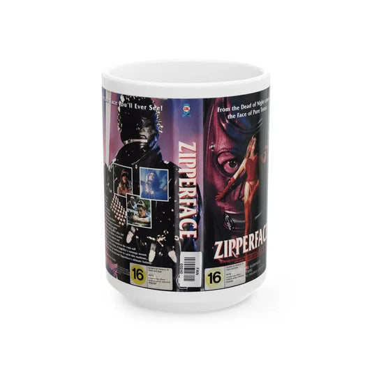 ZIPPERFACE (VHS COVER) - White Coffee Mug 15oz - Go Mug Yourself
