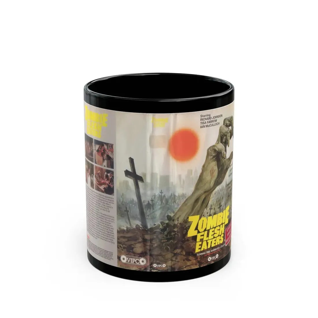 ZOMBIE FLESH EATERS STRONG UNCUT VERSION (VHS COVER) - Black Coffee Mug 11oz - Go Mug Yourself