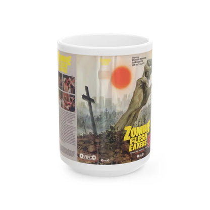 ZOMBIE FLESH EATERS STRONG UNCUT VERSION (VHS COVER) - White Coffee Mug-15oz-Go Mug Yourself