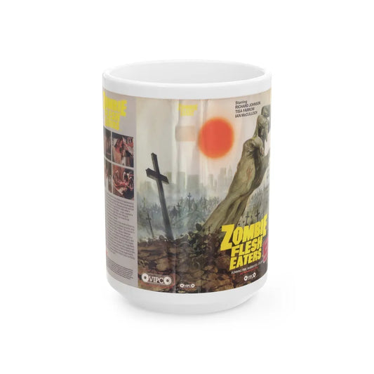 ZOMBIE FLESH EATERS STRONG UNCUT VERSION (VHS COVER) - White Coffee Mug-15oz-Go Mug Yourself