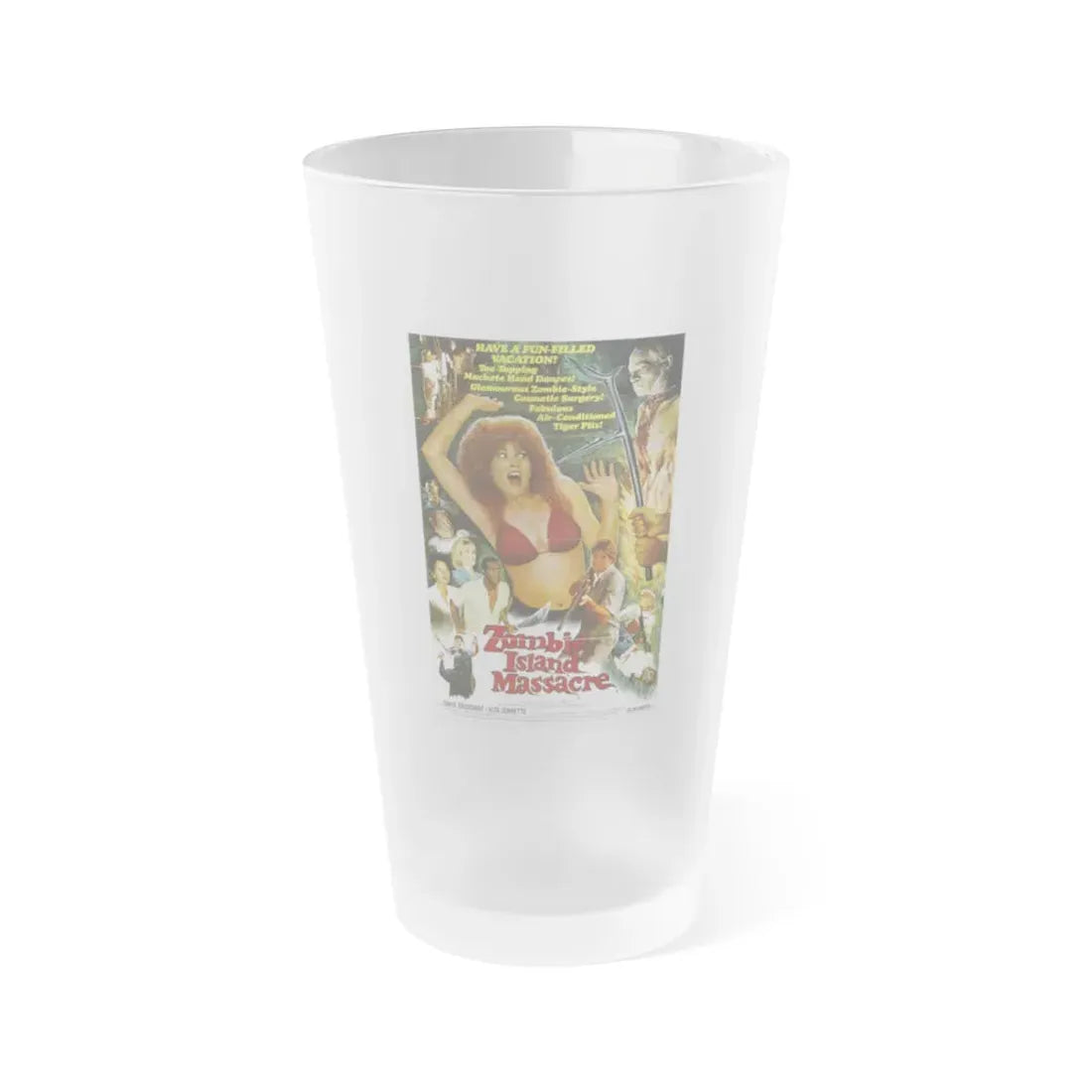 ZOMBIE ISLAND MASSACRE 1984 Movie Poster - Frosted Pint Glass 16oz Default Title - Go Mug Yourself