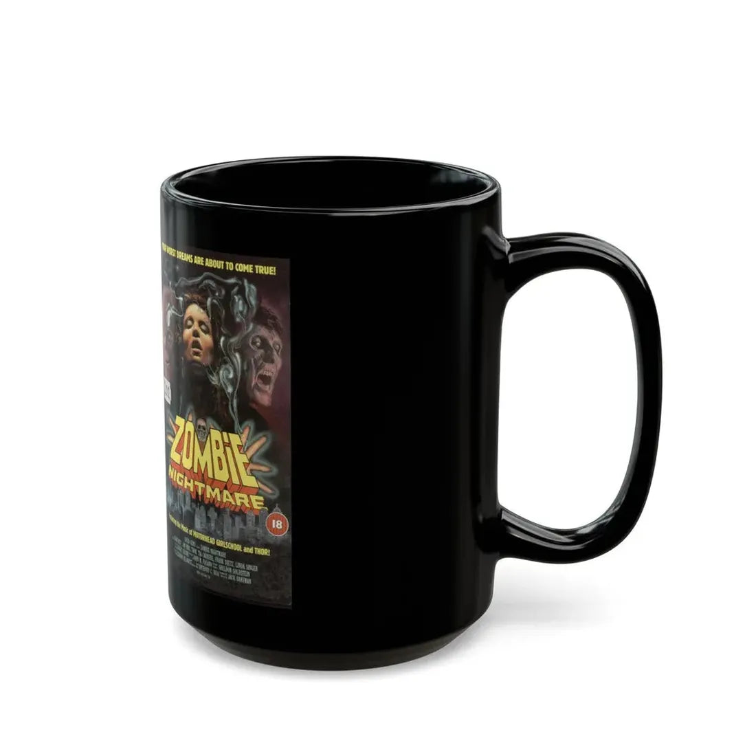 ZOMBIE NIGHTMARE (VHS COVER) - Black Coffee Mug - Go Mug Yourself