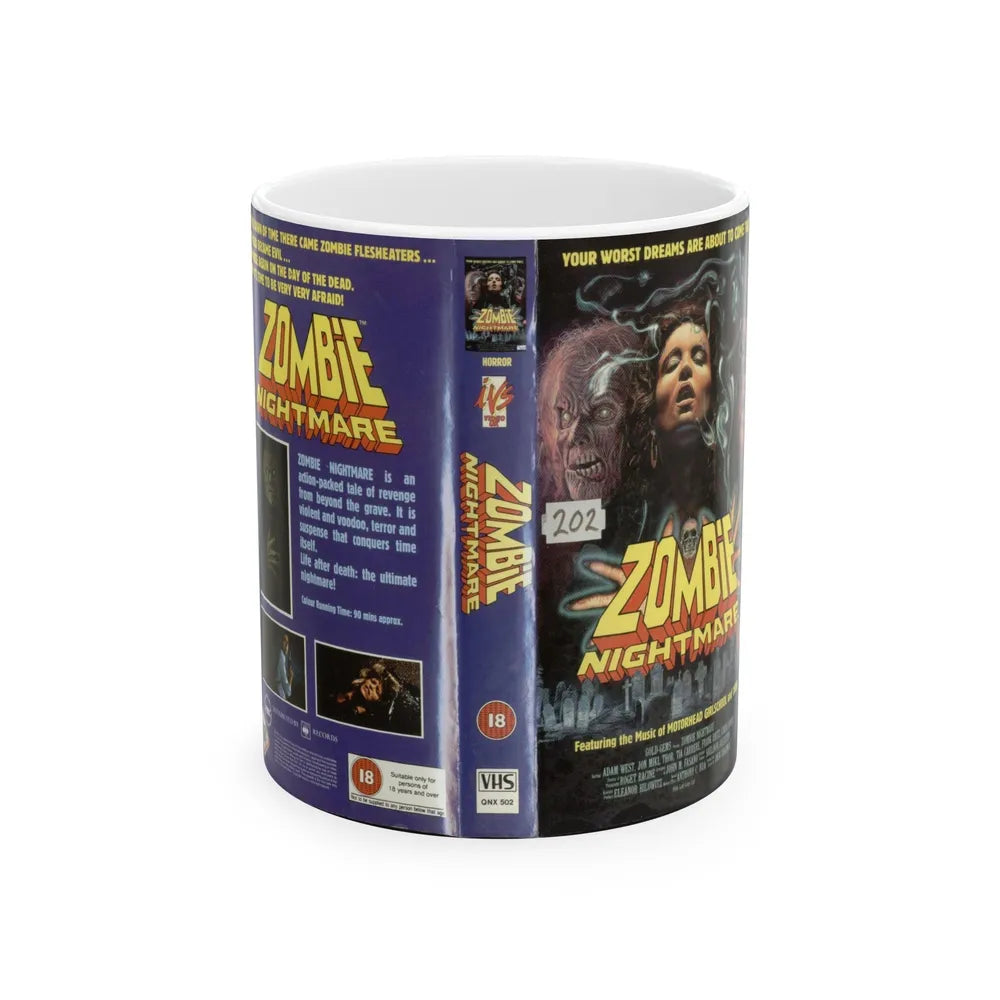 ZOMBIE NIGHTMARE (VHS COVER) - White Coffee Mug-11oz-Go Mug Yourself