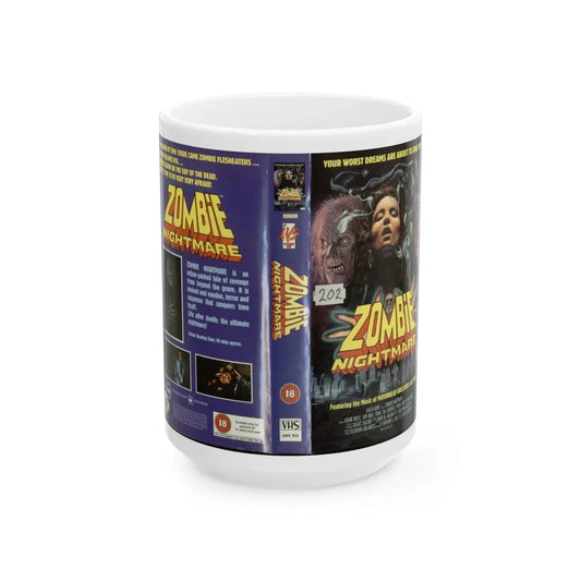 ZOMBIE NIGHTMARE (VHS COVER) - White Coffee Mug 15oz - Go Mug Yourself