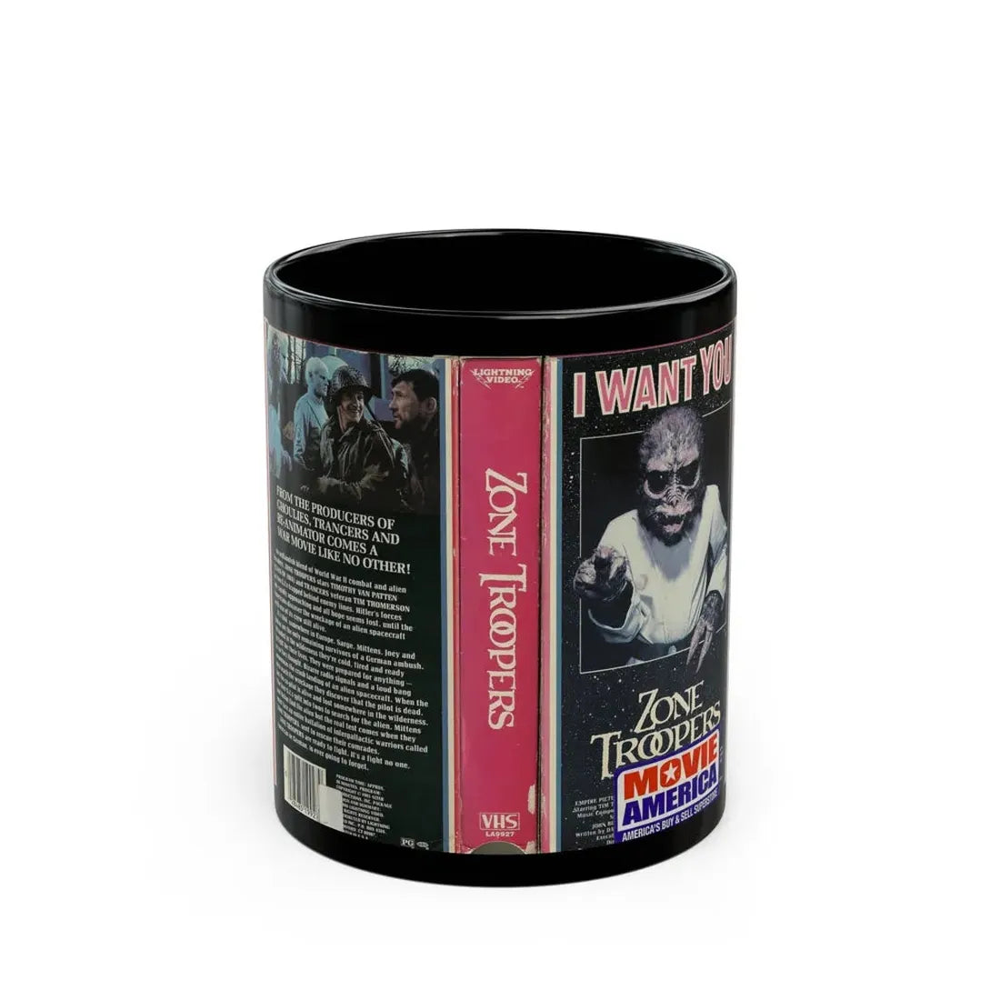 ZONE TROOPERS MOVIE AMERICA (VHS COVER) - Black Coffee Mug 11oz - Go Mug Yourself