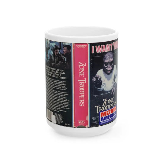 ZONE TROOPERS (VHS COVER) - White Coffee Mug 15oz - Go Mug Yourself