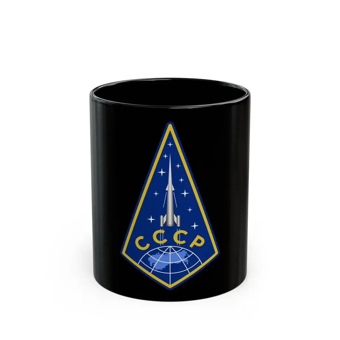 Zvezda Rocket (Soyuz Space Programme) Black Coffee Mug 11oz - Go Mug Yourself