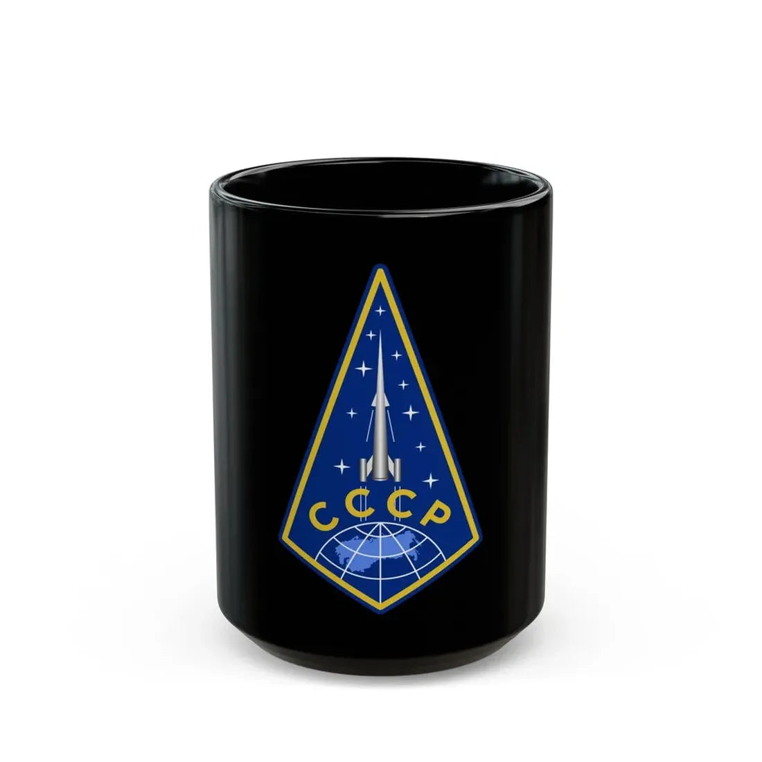 Zvezda Rocket (Soyuz Space Programme) Black Coffee Mug 15oz - Go Mug Yourself